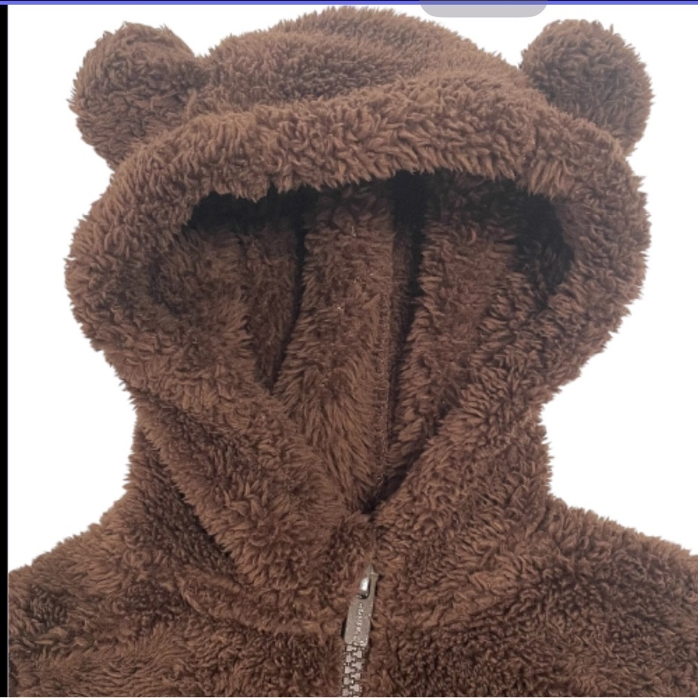 Old Navy Brown Furry Bear Hoodie for Kids - Picture 2 of 7
